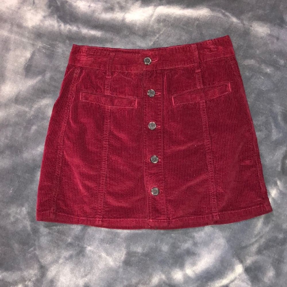 Burgundy hi-rise a-line skirt